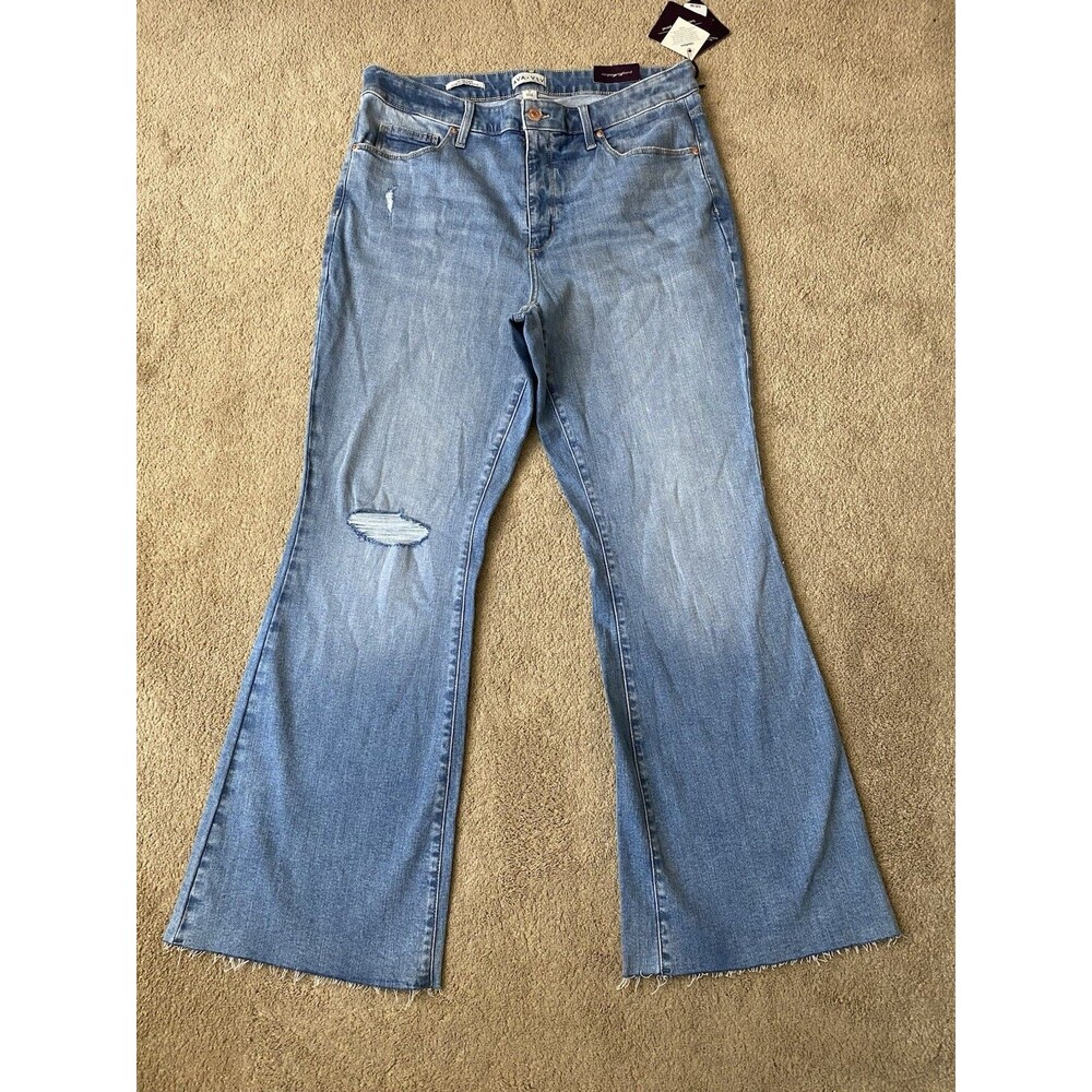 Ava & Viv Blue Jeans High-Rise Flare Raw Hem Distressed Y2k 90’s Juniors Size 17